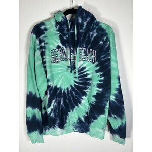 EXIST blue green Y2K tie dye Hermosa Beach California hoodie M embroidered logo